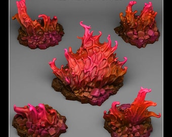Infernal Blood Flames Wargaming Terrain Objectives | Fantastic Plants and Rocks | PathFinder | Mini | Dungeons and Dragons | Fantasy | RPG