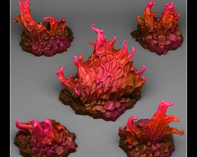 Infernal Blood Flames Wargaming Terrain Objectives | Fantastic Plants and Rocks | PathFinder | Mini | Dungeons and Dragons | Fantasy | RPG