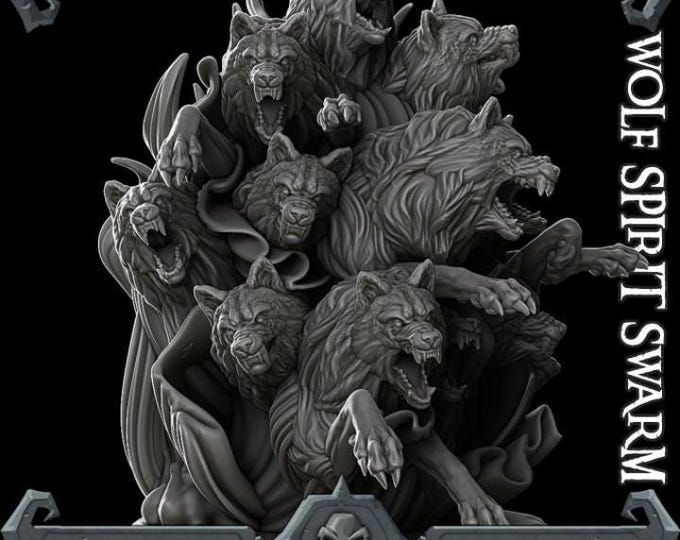 Wolf Spirit Swarm - Fantasy Miniature  - Rocket Pig Games - Tabletop Wargaming for Grimdark | OPR Sci-Fi & Fantasy Resin Mini