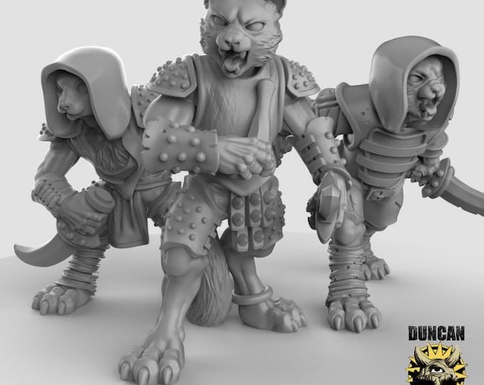 Cat Folk Bandits | Duncan Shadow | PathFinder | Mini | Tabletop Wargaming | Dungeons and Dragons | Resin | Fantasy | RPG