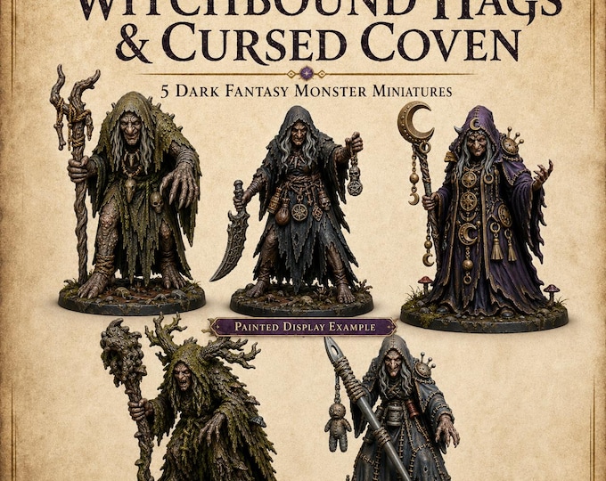 Witchbound Hags Cursed Coven - HGM Exclusive Resin Fantasy Monster Miniatures