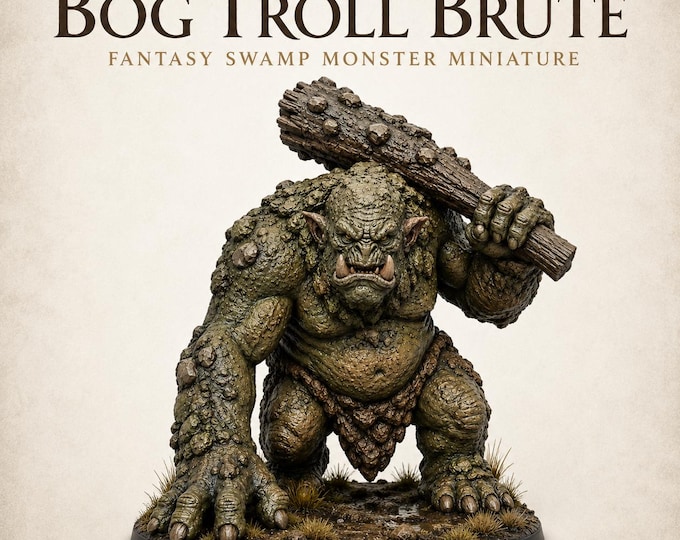 Bog Troll Brute – Fantasy Swamp Monster - Fantasy Boss Monster - Monsters and Fantasy Highland Gaming Minis Exclusive - Sci-Fi Resin Monster