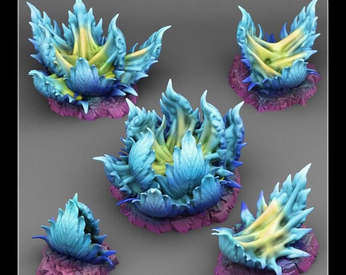 Alien Slime Plants Wargaming Terrain Objectives | Fantastic Plants and Rocks | PathFinder | Mini | Dungeons and Dragons | Fantasy | RPG