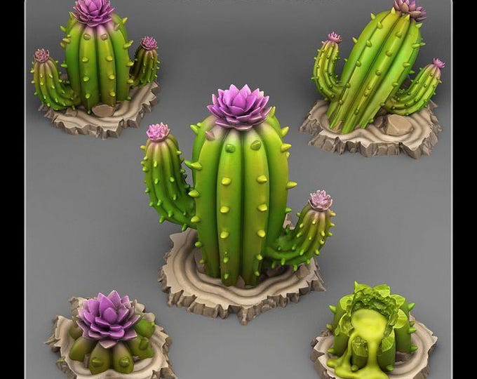 Magic Cactus Wargaming Terrain Objectives | Fantastic Plants and Rocks | PathFinder | Mini | Dungeons and Dragons | Fantasy | RPG