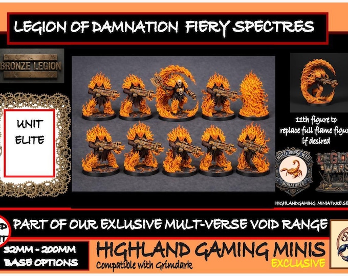 Fiery Spectres - Legion of Damnation - Highland Gaming Minis Exclusive - Sci-Fi Resin Squad