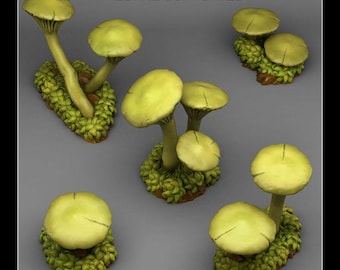 Toxic Mushrooms Wargaming Terrain Objectives | Fantastic Plants and Rocks | PathFinder | Mini | Dungeons and Dragons | Fantasy | RPG