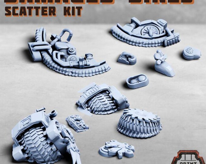 Destroyed Bikes Scatter  - Print Minis Tabletop Wargaming Miniature for Grimdark | OPR | Sci-fi