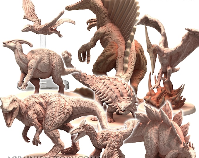Dinosaur Pack Pteranodon Allosaurus Ankylosaurus and many more Printerra Studios - Tabletop Wargaming Miniature for Grimdark | OPR | Sci-fi