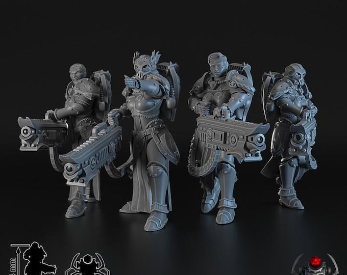 Battle Sisters Widows of Retribution Heavy Gun Squad - for Sci-Fi Wargames & TTRPG | Eight Legs Miniatures mini