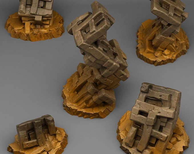 RuneKnot Pillars Wargaming Terrain Objectives | Fantastic Plants and Rocks | PathFinder | Mini | Dungeons and Dragons | Fantasy