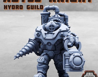 Abyss Knight - Hydro Guild - Print Minis Licensed Resin Miniature - 28-32mm Sci-Fi Diving Champion