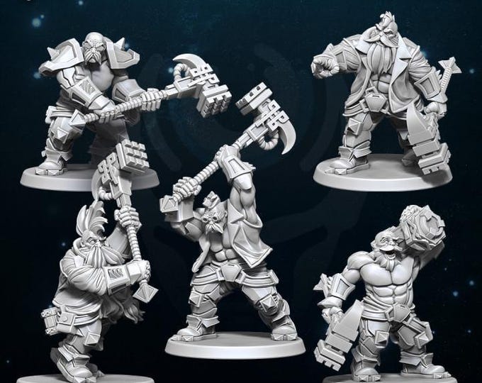 Space Dwarfs Brawlers with Hammers - WildMesh - Sci-Fi Grimdark Squad Miniatures
