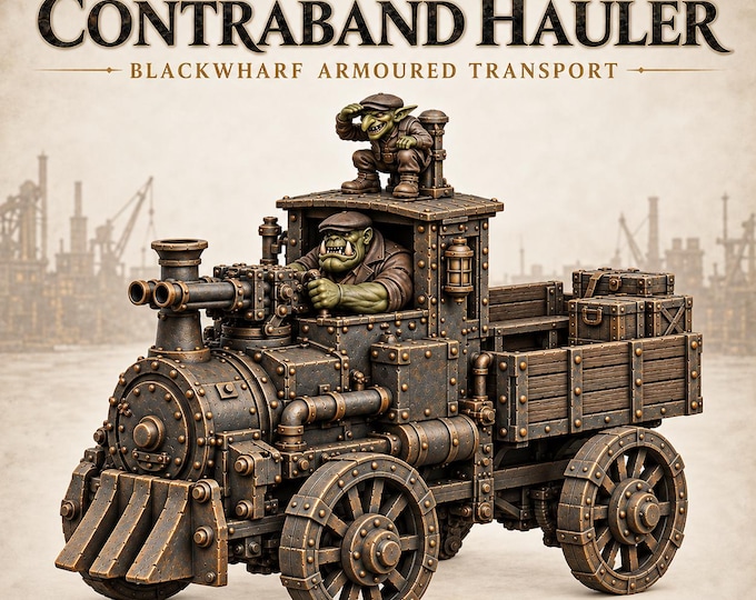 Blackwharf Contraband Hauler | Orc & Goblin Crewed Industrial Resin Vehicle | 32mm Tabletop Miniature | HGM Original