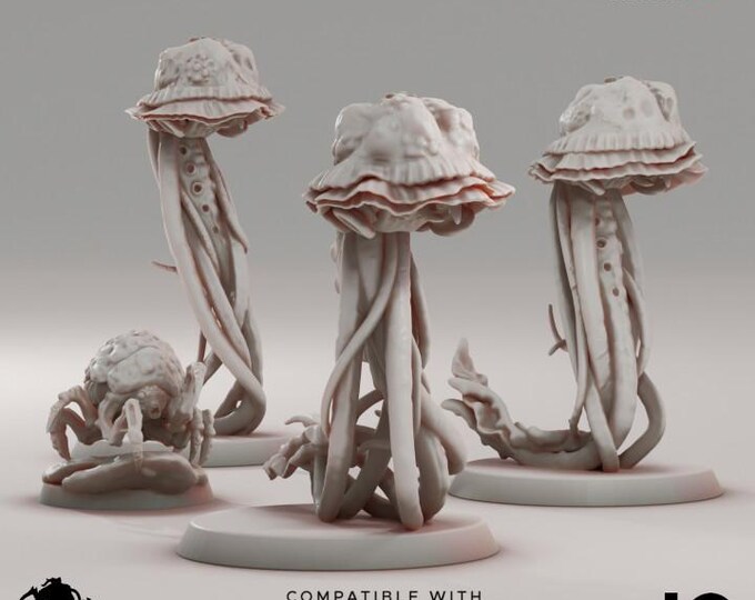 Giant JellyFish Miniatures (1-6) - Deep Hive - Tabletop Wargaming Compatible with GrimDark, OPR and other table top Wargames