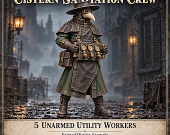 Carrion Ward Cistern Sanitation Crew | Choose 1 of 5 Utility Workers or Complete Crew | 32mm Resin Miniatures