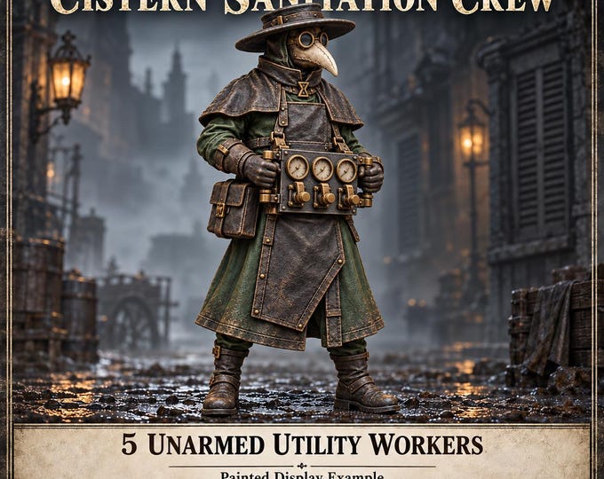 Carrion Ward Cistern Sanitation Crew | Choose 1 of 5 Utility Workers or Complete Crew | 32mm Resin Miniatures