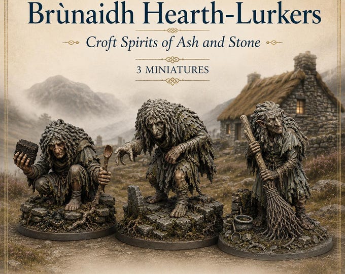 Brùnaidh Hearth-Lurkers | 1 or Set of 3 Glen-Gloam Croft Spirit Resin Miniatures | HGM Exclusive