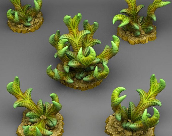 Dangerous Claw Plants Wargaming Terrain Objectives | Fantastic Plants and Rocks | PathFinder | Mini | Dungeons and Dragons | Fantasy | RPG