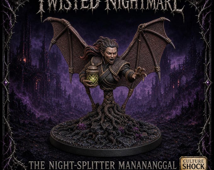 The Night-Splitter Manananggal Miniature | Filipino Folklore Horror Monster | Twisted Nightmare Resin Figure