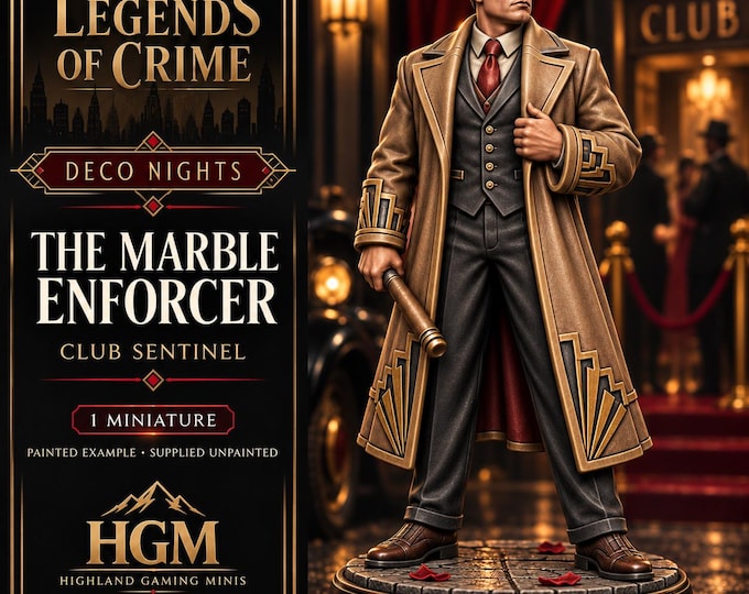 Art Deco Enforcer Miniature | The Marble Enforcer | 32mm Club Sentinel | Noir Crime NPC | HGM Exclusive