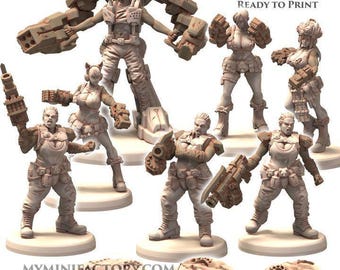 OGRESS Attackers Full Unit - Printerra Studios - Sci-Fi Grimdark - Resin Miniature