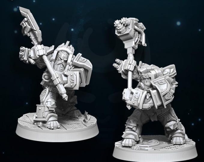 Space Dwarfs Iron Moles Dig Master - WildMesh - Sci-Fi Grimdark Squad Miniatures
