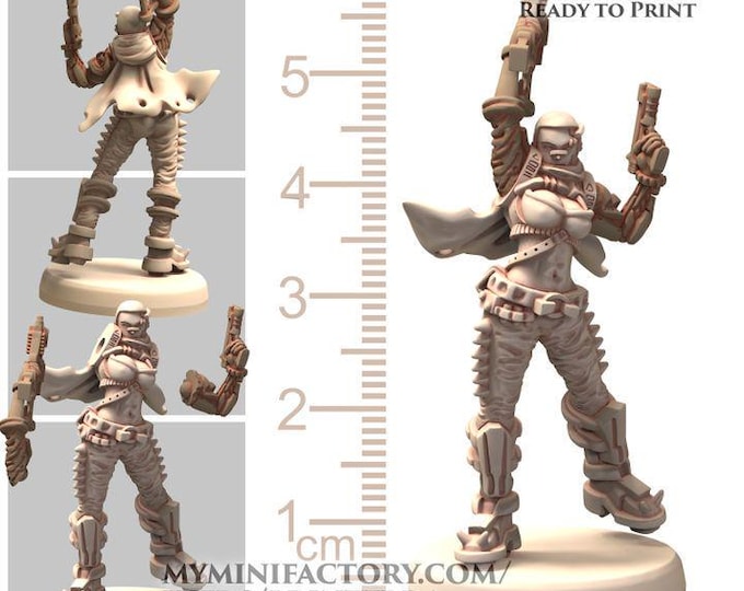 Scifi Rocker Apocalypse Fighter - TechnoPunk - Printerra Studios - Tabletop Wargaming Miniature for Grimdark | OPR | Sci-fi