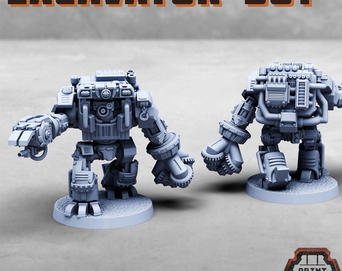 Excavator Bot - new Release Oct 25 - Print Minis - Tabletop Wargaming Miniature for Grimdark | OPR | Sci-fi