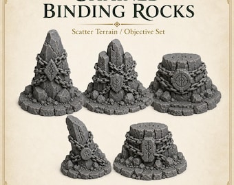 Chained Binding Rocks - Highland Battlefield Works - 5 Piece Scatter Terrain Objective Marker Set 40mm 60mm 100mm Wargaming RPG Scenery