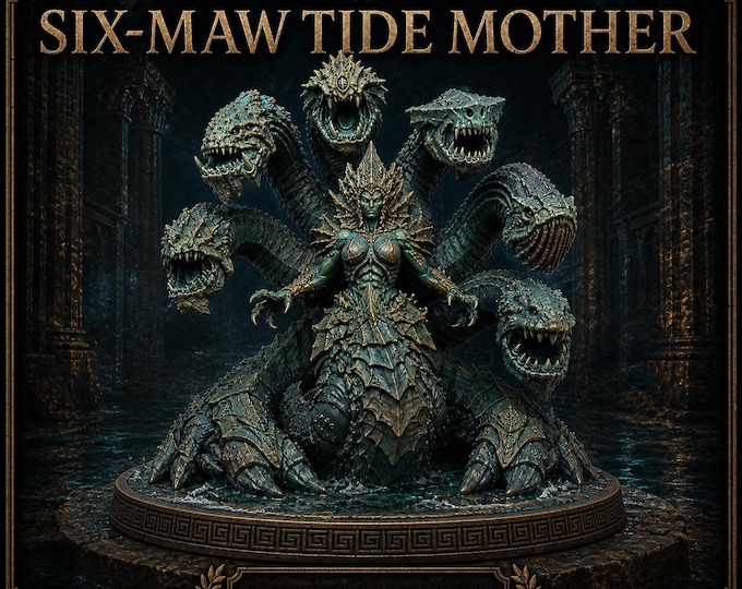 Six-Maw Tide Mother | Bronze Abyss Sea Monster Resin Miniature | 32–120mm Sizes | HGM Exclusive