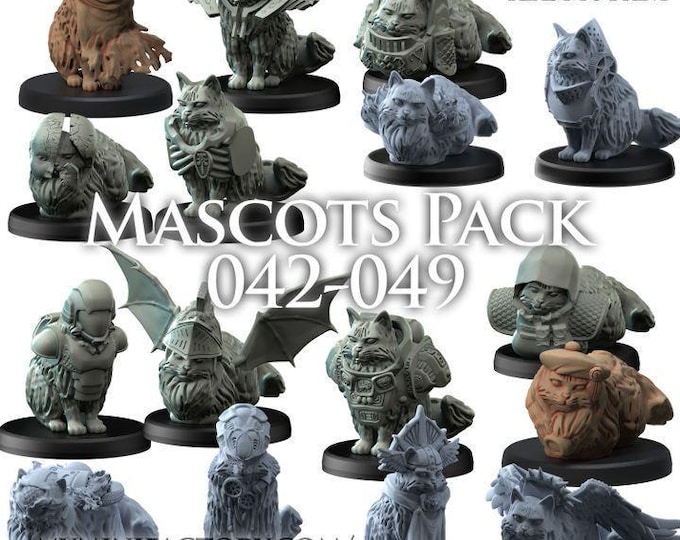 Faction Mascot Miniature Cat Full Pack 4 (16) - Haagen and Dazs | Fantasy | Grimdark | DnD | Resin Mini | Printerra