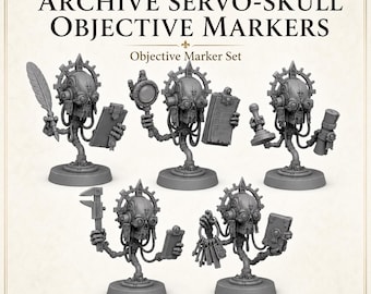 Gothic Archive Skull Objective Markers Set of 5 | 25mm 32mm 40mm Resin Mission Markers | Unpainted Tabletop Terrain
