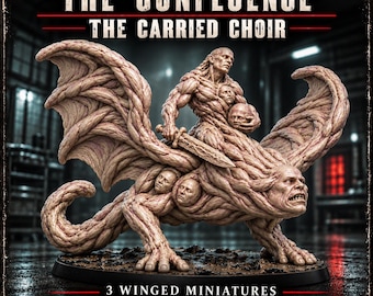 The Carried Choir | 3 Winged Flesh Horror Miniatures | The Confluence | Unpainted Resin Monsters