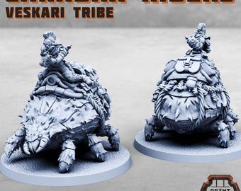 Veskari Tribe and Carabax Beetles - Print Minis Licensed Resin Mounted Miniatures