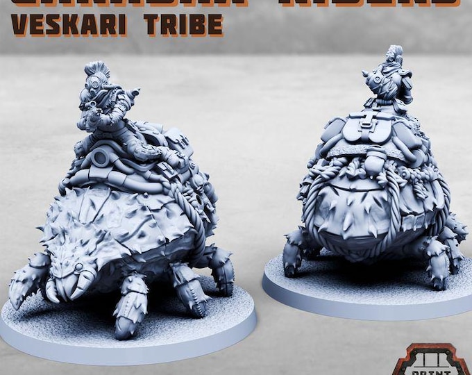 Veskari Tribe and Carabax Beetles - Print Minis Licensed Resin Mounted Miniatures