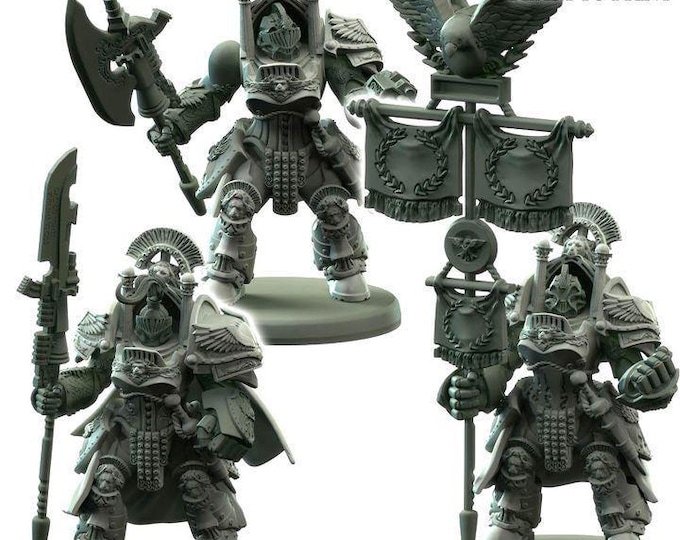 Golden Guard Termiatus Battle Suit - Romanus - Printerra Studios - Tabletop Wargaming Miniature for Grimdark | OPR | Sci-fi