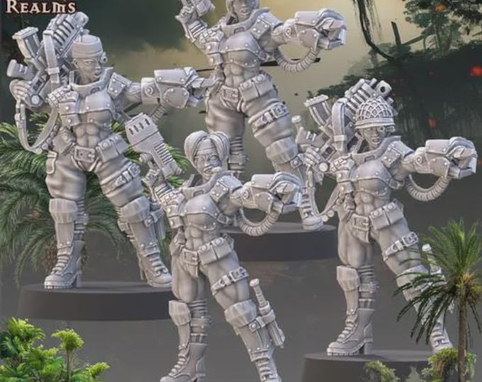 Jungle Lieutenant Babe - Across the Realms - Tabletop Wargaming for Grimdark | Alternative  | OPR Sci-Fi mini