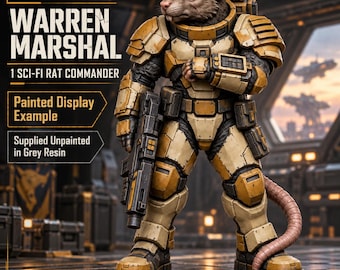 Gnawbound Warren Marshal | Sci-Fi Rat Commander Resin Miniature | 32mm Tabletop Character | HGM Original
