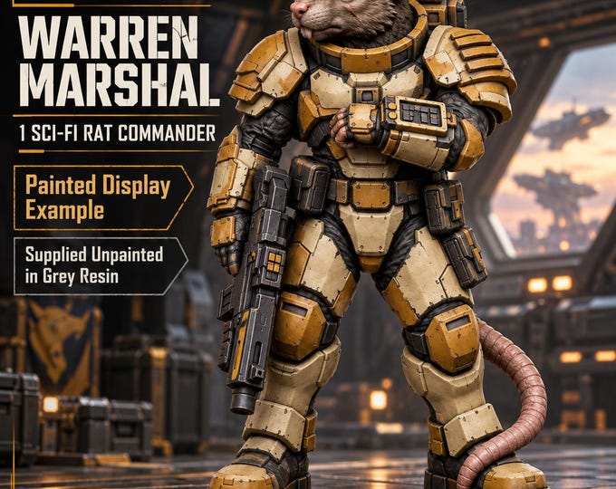 Gnawbound Warren Marshal | Sci-Fi Rat Commander Resin Miniature | 32mm Tabletop Character | HGM Original