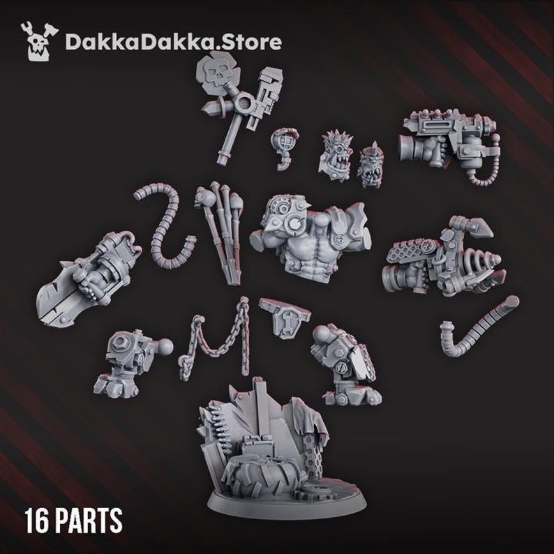 Ork Engineer Nikk 'da Tech - Dakkadakka Licensed 28mm Resin Sci-fi Ork Engineer ...