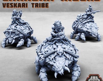 Veskari Tribe + Carabax Beetles - Print Minis - Grimdark - Print Minis - Fantasy Resin Miniature