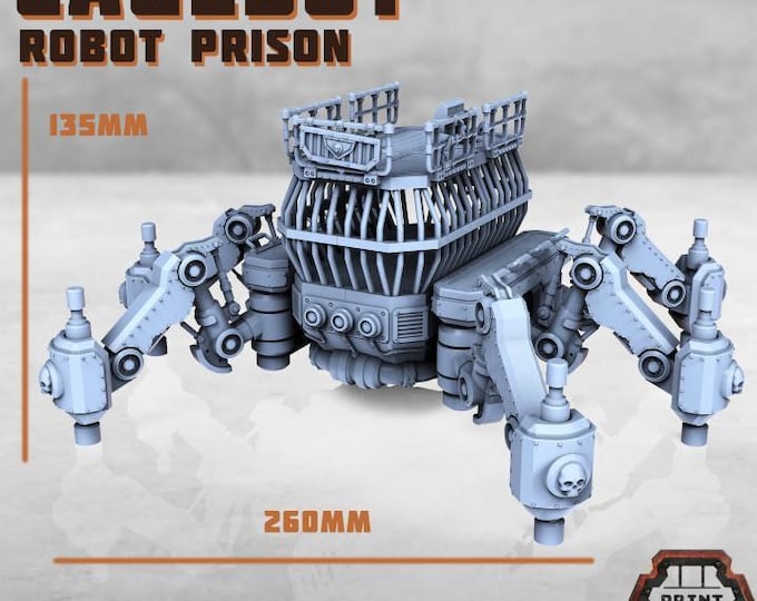 Cagebot - Robot Prison - Print Minis - Tabletop Wargaming Miniature for Grimdark | OPR | Sci-fi
