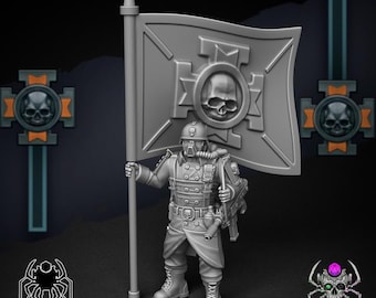 Korps Of Ashes Standard Bearer – Eight Legs Miniatures – Sci-Fi – Resin Unit