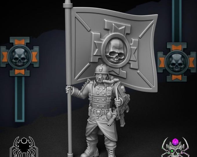 Korps Of Ashes Standard Bearer – Eight Legs Miniatures – Sci-Fi – Resin Unit