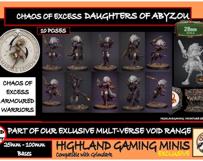 Chaos Of Excess Daughters of Abyzou Armour Marble Legion Exclusive HighlandGamingMinis Miniatures Range Tabletop Wargaming for Grimdark OPR
