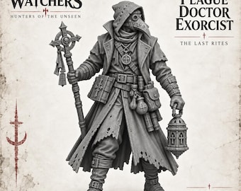 Night Watchers Plague Doctor Exorcist | Gothic Occult Hunter | 32mm Resin RPG Miniature | HGM Exclusive