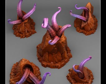 Wargaming Terrain Alien Mars Rocks | Fantastic Plants and Rocks | PathFinder | Mini | Tabletop Wargaming | Dungeons and Dragons | OPR