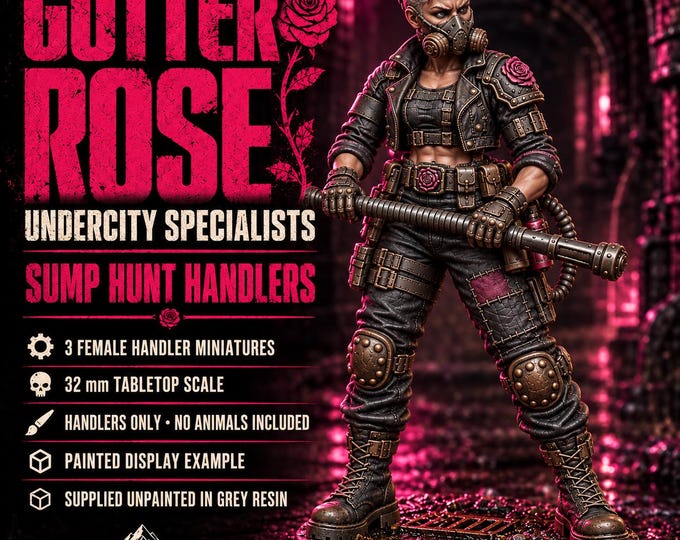 Gutter Rose Sump Hunt Handlers | Choose Pose 1, 2, 3 or All 3 | Female Sci-Fi Tracker Resin Miniatures | HGM Exclusive