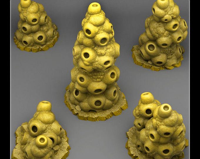 Mutant Anthill Towers Wargaming Terrain Objectives | Fantastic Plants and Rocks | PathFinder | Mini | Dungeons and Dragons | Fantasy | RPG