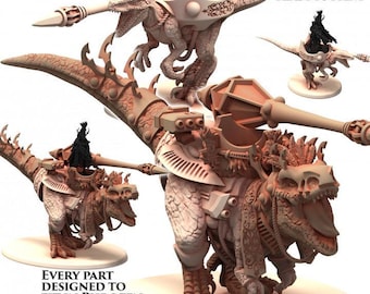 T-Rex and Raptor Mounts for Exiled Guardian Elder Space Elves Printerra Studios Tabletop Wargaming Miniature for Grimdark | OPR | Sci-fi
